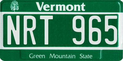 VT license plate NRT965