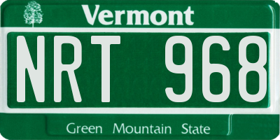 VT license plate NRT968