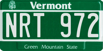 VT license plate NRT972