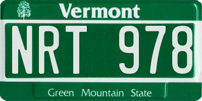 VT license plate NRT978
