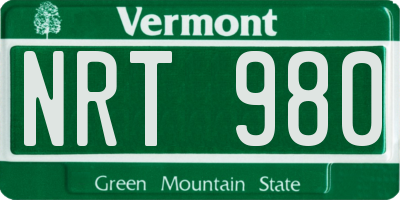 VT license plate NRT980