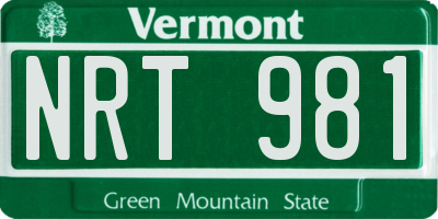 VT license plate NRT981