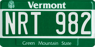 VT license plate NRT982