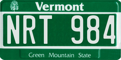 VT license plate NRT984
