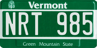 VT license plate NRT985