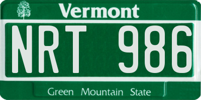 VT license plate NRT986