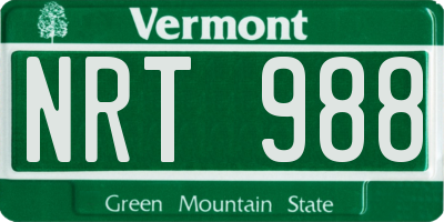 VT license plate NRT988