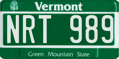 VT license plate NRT989