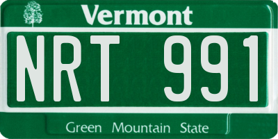 VT license plate NRT991