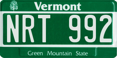 VT license plate NRT992