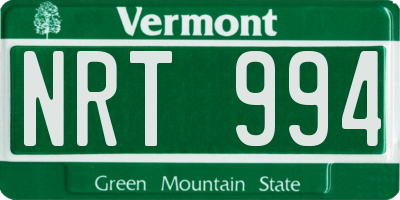 VT license plate NRT994