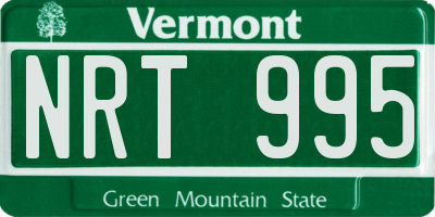VT license plate NRT995
