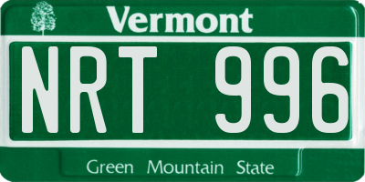 VT license plate NRT996