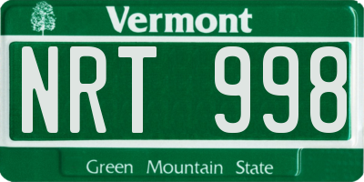 VT license plate NRT998