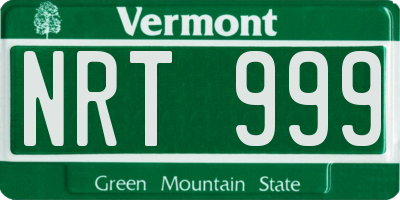 VT license plate NRT999