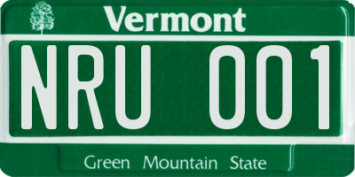 VT license plate NRU001