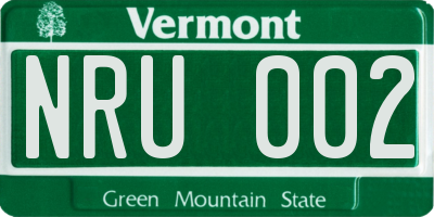 VT license plate NRU002
