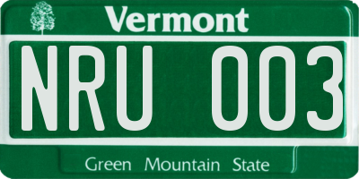 VT license plate NRU003
