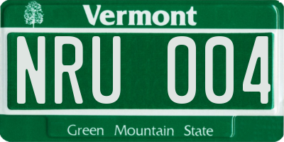 VT license plate NRU004