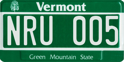 VT license plate NRU005
