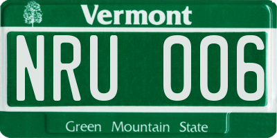 VT license plate NRU006