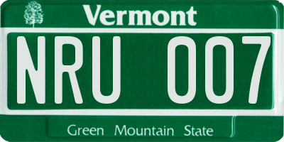VT license plate NRU007
