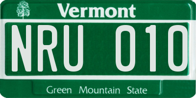VT license plate NRU010