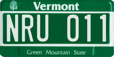 VT license plate NRU011