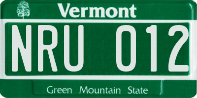 VT license plate NRU012
