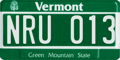 VT license plate NRU013