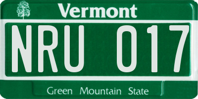 VT license plate NRU017