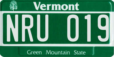 VT license plate NRU019