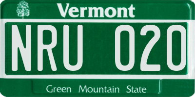 VT license plate NRU020