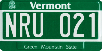 VT license plate NRU021