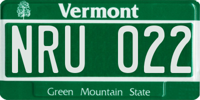 VT license plate NRU022