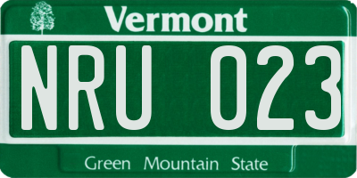 VT license plate NRU023