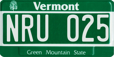 VT license plate NRU025