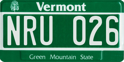 VT license plate NRU026