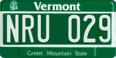 VT license plate NRU029