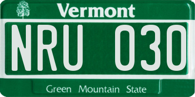 VT license plate NRU030