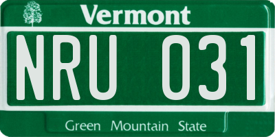 VT license plate NRU031