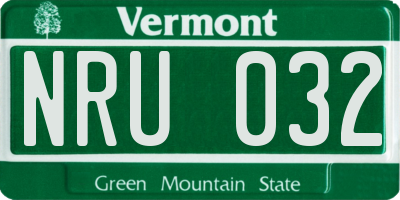 VT license plate NRU032