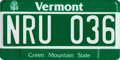 VT license plate NRU036