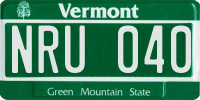 VT license plate NRU040