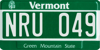 VT license plate NRU049