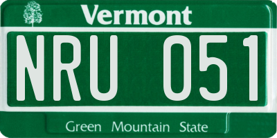 VT license plate NRU051