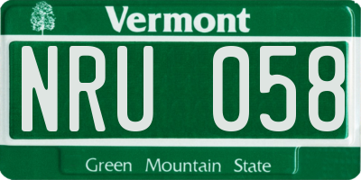 VT license plate NRU058