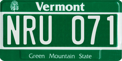 VT license plate NRU071