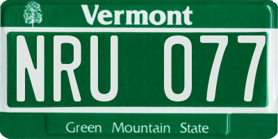 VT license plate NRU077