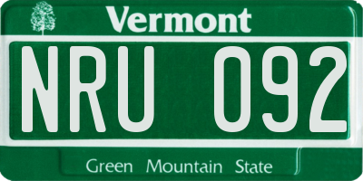 VT license plate NRU092